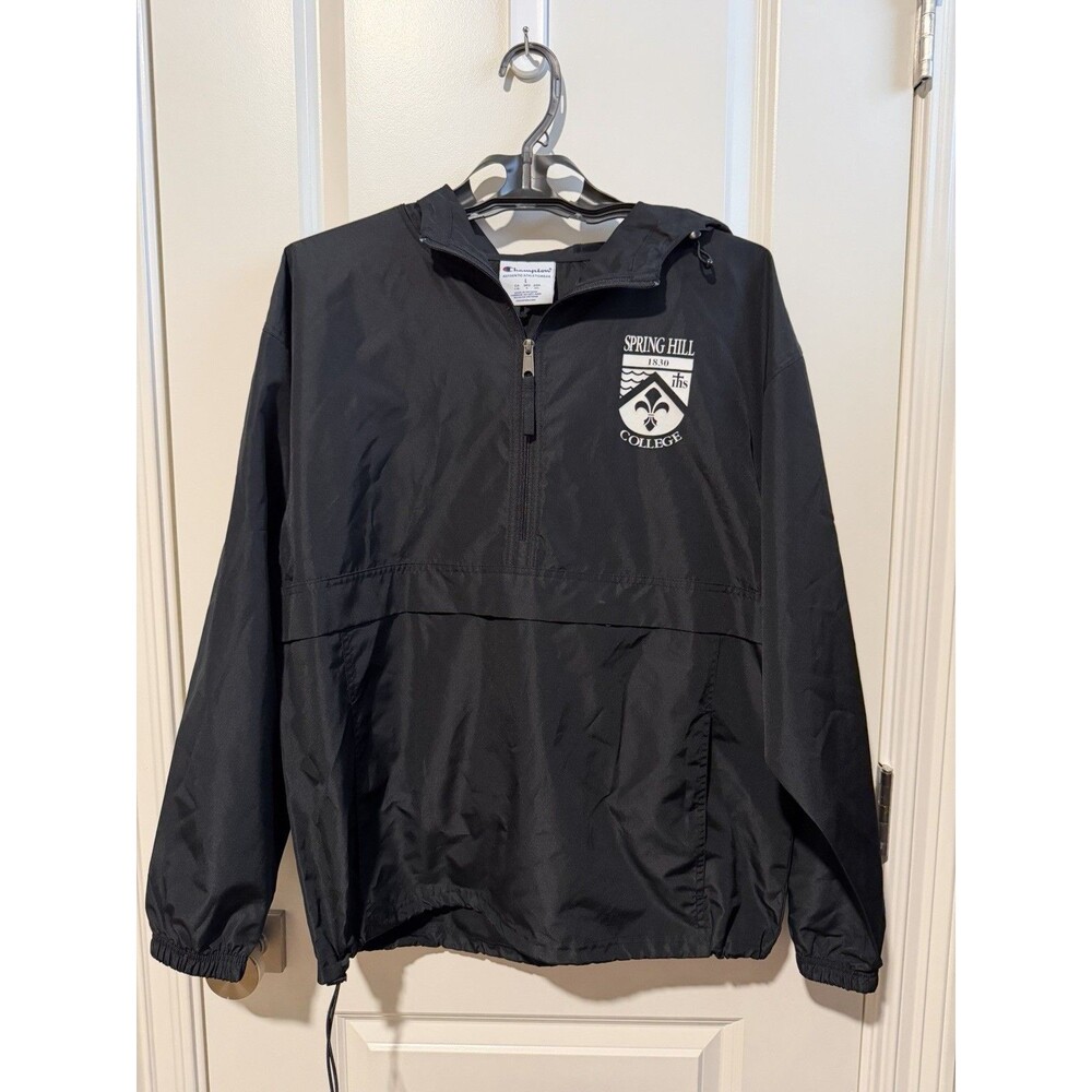 Champion Spring Hill College Badgers Packable Anorak Windbreaker Jacket L Black